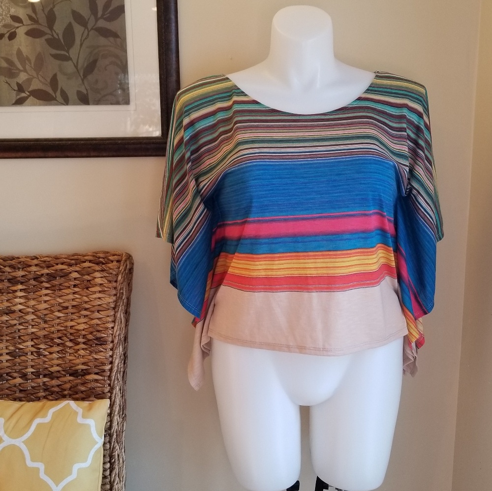 🛒Xhilaration Multicolor Striped Butterfly Top